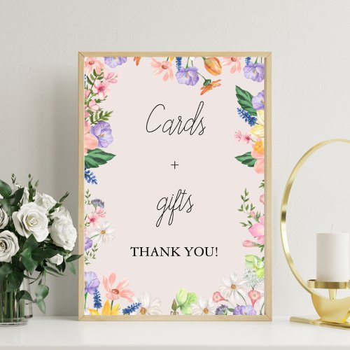 Wildflower Spring Baby shower Cards and Gifts Sign