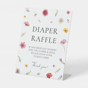 Wildflower Spring Baby Shower Diaper Raffle Game Pedestal Sign