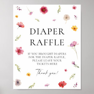 Wildflower Spring Baby Shower Diaper Raffle Game Poster