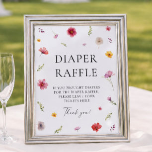 Wildflower Spring Baby Shower Diaper Raffle Game Poster