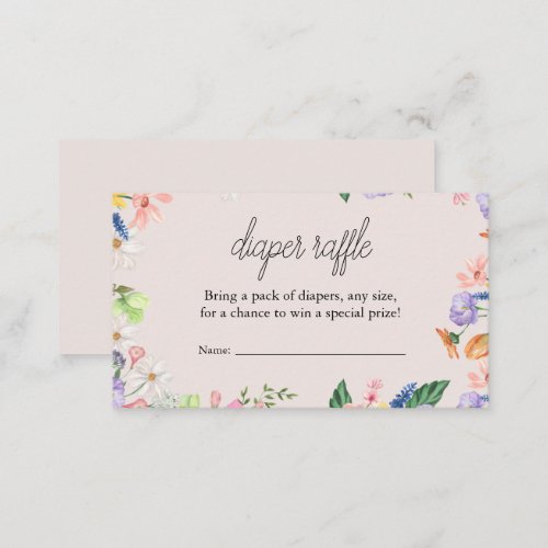 Wildflower Spring Baby shower Diaper Raffle Ticket Enclosure Card