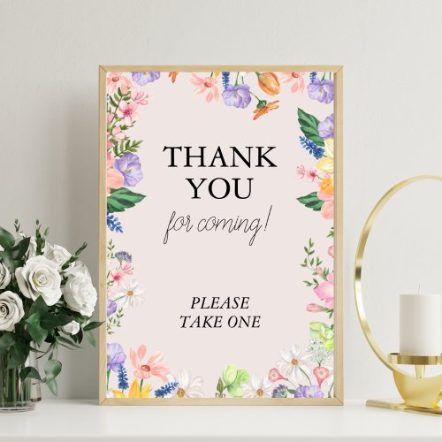 Wildflower Spring Baby shower Favors Sign