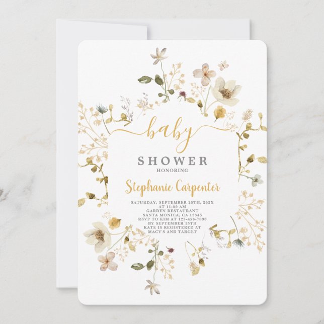 Wildflower Spring Baby Shower Girl Invitation (Front)