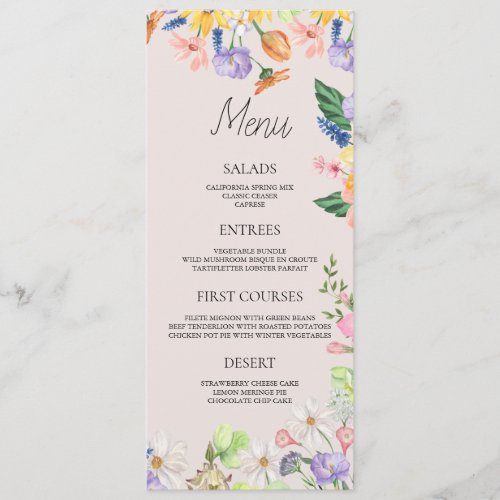 Wildflower Spring Baby shower Menu