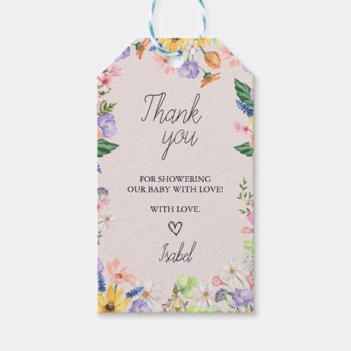 Wildflower Spring Baby shower Thank You Gift Tags