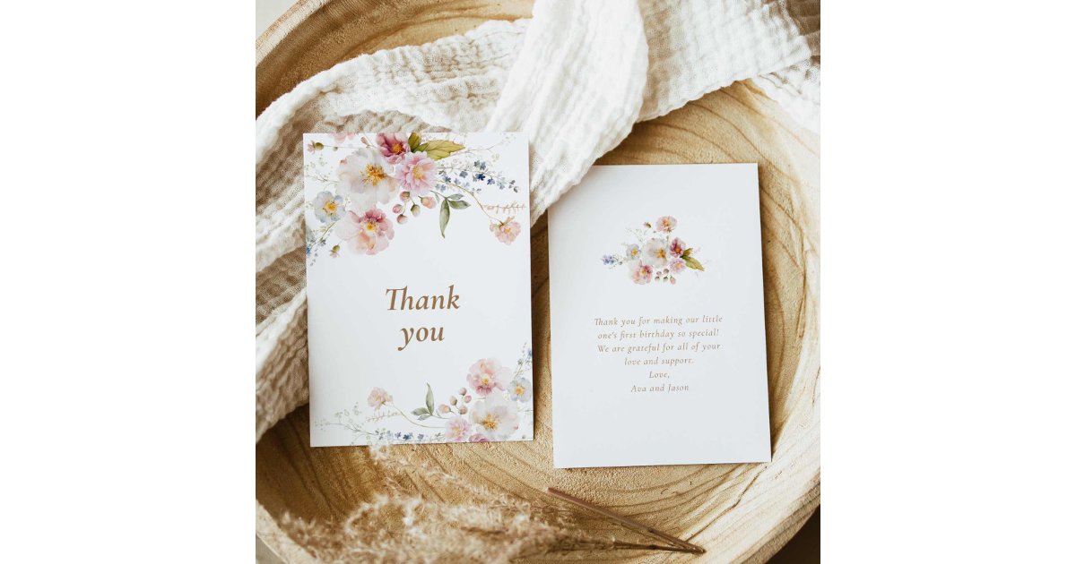 Wildflower Spring Birthday Thank you Card | Zazzle