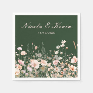 Wildflower Spring Blush Pink Floral Wedding Napkins