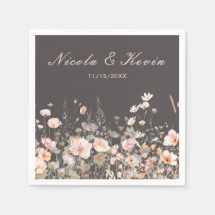 Wildflower Spring Blush Pink Floral Wedding Napkins