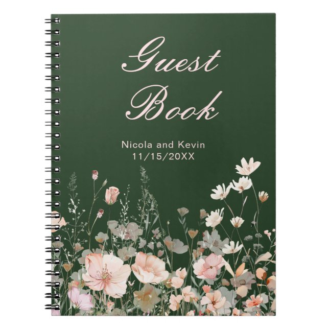 Wildflower Spring Blush Pink Floral Wedding Notebook (Front)