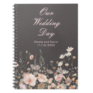 Wildflower Spring Blush Pink Floral Wedding Notebook
