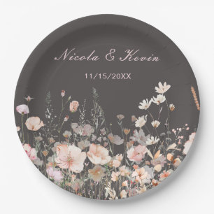 Wildflower Spring Blush Pink Floral Wedding Paper Plates