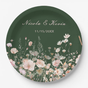 Wildflower Spring Blush Pink Floral Wedding Paper Plates