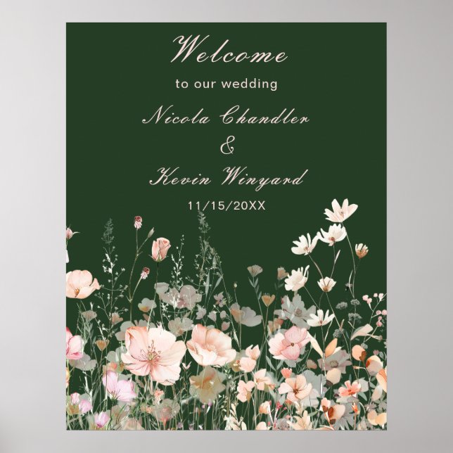 Wildflower Spring Blush Pink Floral Wedding Poster (Front)