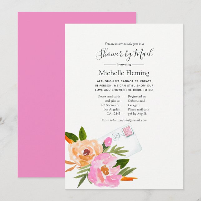 Wildflower Spring Bridal or Baby Shower by Mail Invitation (Front/Back)