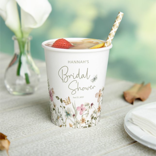 Wildflower Spring Bridal Shower Paper Cups (Insitu)