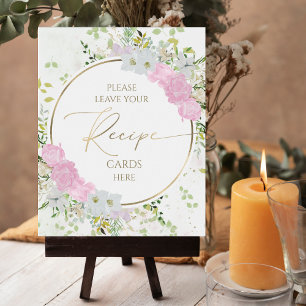 Wildflower Spring Bridal Shower Recipe Cards Sign