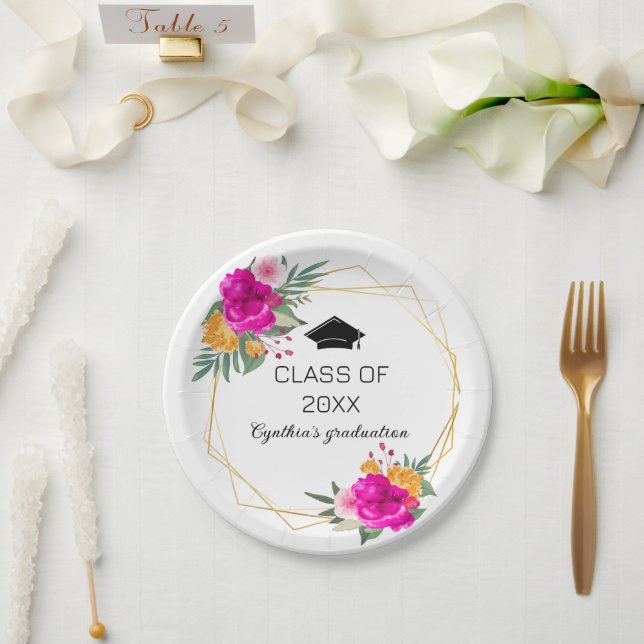 Wildflower Spring  class graduation Paper Plates (Wedding)
