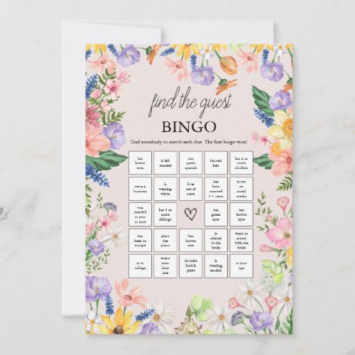 Wildflower Spring Find The Guest Bingo Game Card