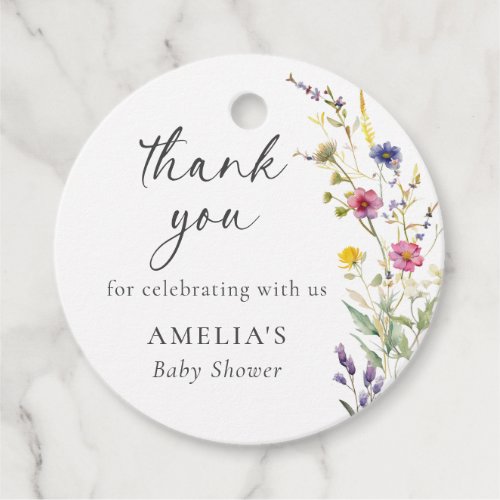 Wildflower Spring Floral Baby Shower Thank You Favor Tags