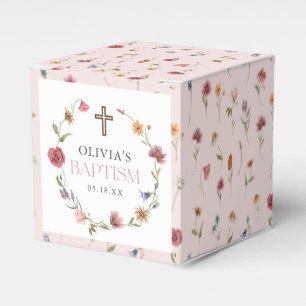 Wildflower Spring Floral Girl Baptism Party Favor Boxes