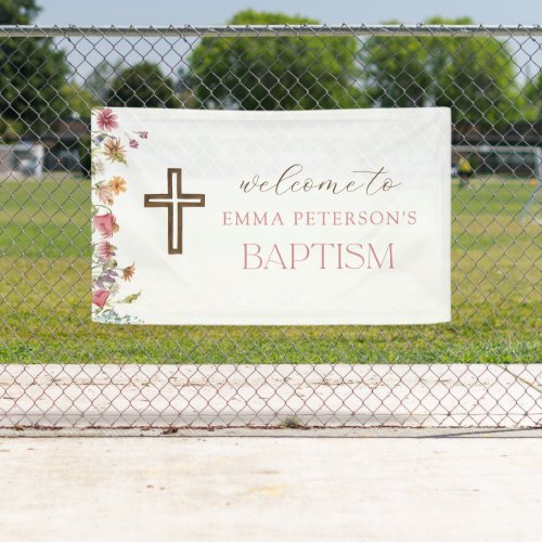 Wildflower Spring Floral Girl Baptism Welcome Banner