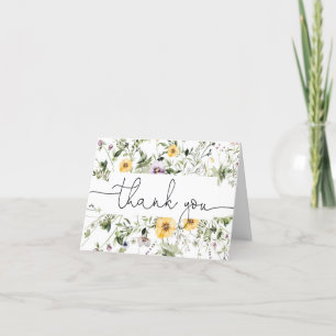Wildflower spring floral lavender purple greenery letterpress thank you card
