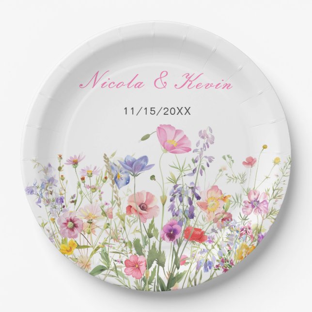 Wildflower Spring Floral Paper Plates (Front)