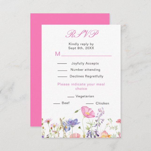 Wildflower Spring Floral  RSVP Card (Front/Back)