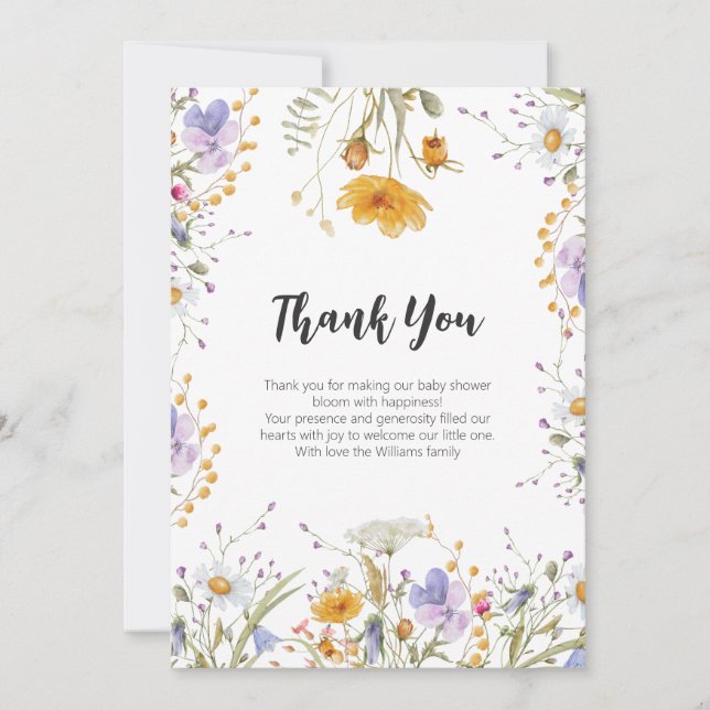 Wildflower spring floral Thank you Baby Shower (Front)