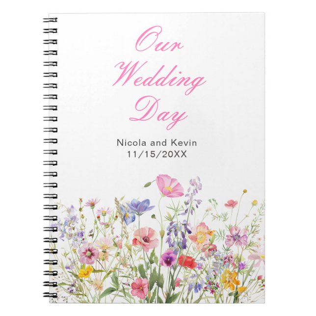 Wildflower Spring Floral Wedding Planner Notebook (Front)