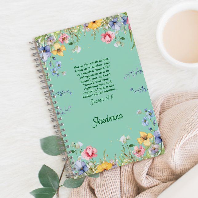 Wildflower Spring Garden Bible Verse Personalized Notebook (Creator Uploaded)