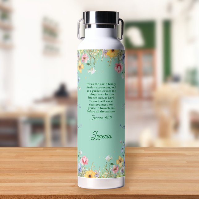 Wildflower Spring Garden Bible Verse Personalized Water Bottle (Creator Uploaded)
