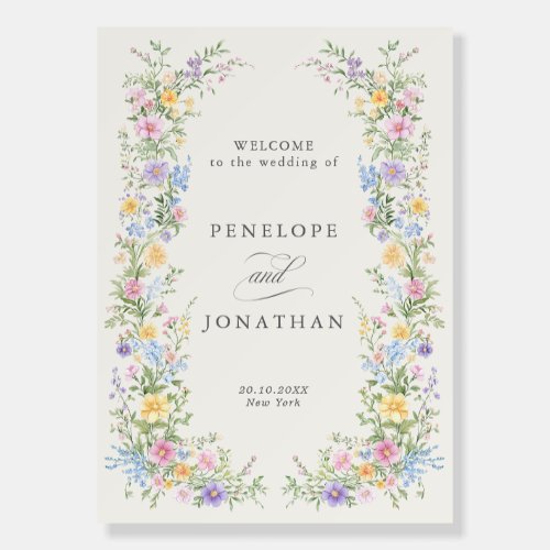 Wildflower Spring Garden Floral Wedding Welcome    Foam Board