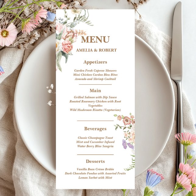 Wildflower spring garden pastel floral Wedding Menu (Creator Uploaded)