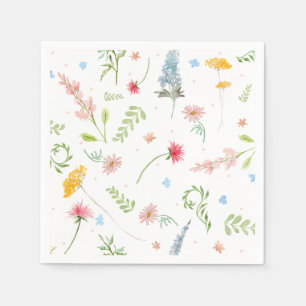 Wildflower Spring Garden Pink Floral Watercolor Napkins