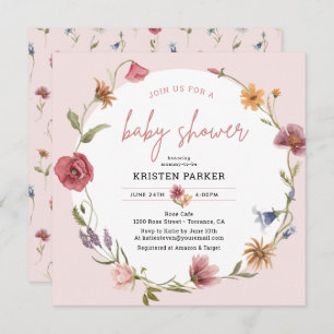 Wildflower Spring Girl Baby Shower Invitation