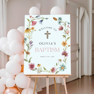 Wildflower Spring Girl Baptism Celebration Welcome Foam Board