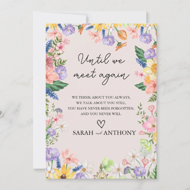 Wildflower Spring In Loving Memory Wedding Sign Invitation (Front)