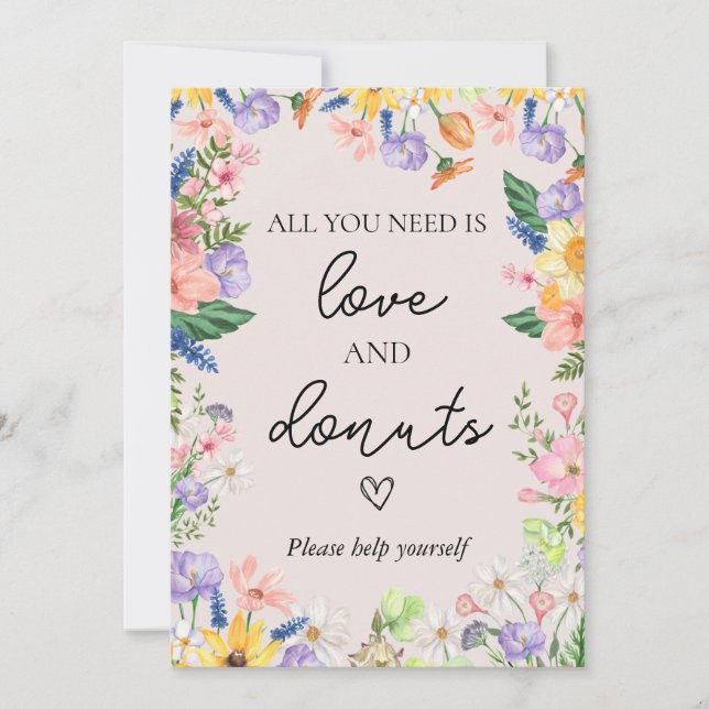 Wildflower Spring Love and Dount Wedding Card  (Front)