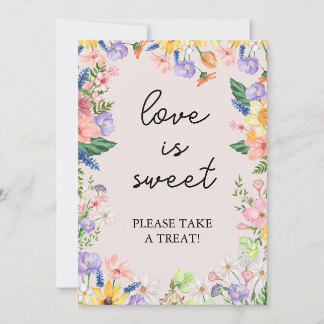 Wildflower Spring Love is Sweet Sign Card (Front)