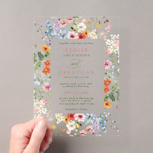 Wildflower Spring Meadow Garden Photo Wedding Boho Acrylic Invitations