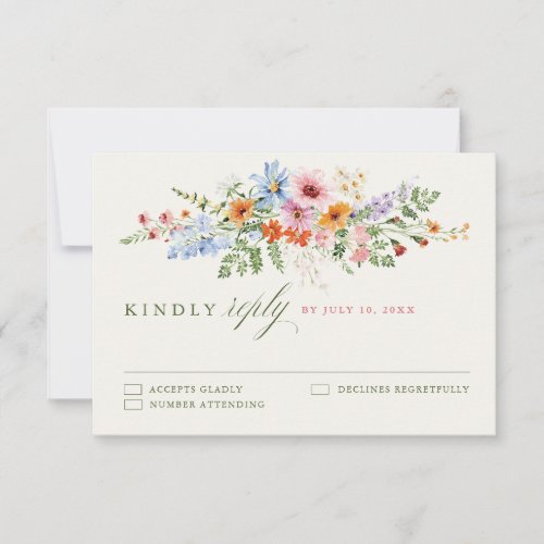 Wildflower Spring Meadow Garden Photo Wedding Boho RSVP Card
