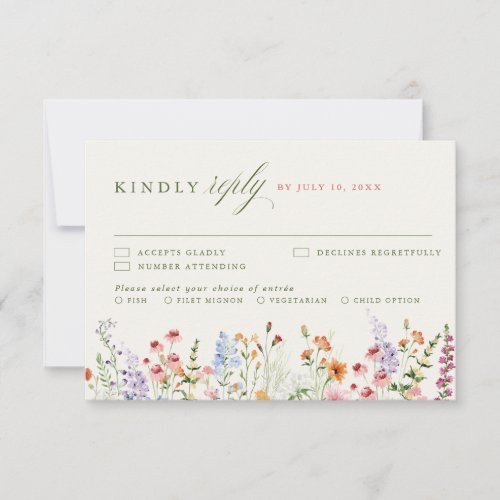 Wildflower Spring Meadow Garden Photo Wedding Boho RSVP Card