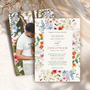 Wildflower Spring Meadow Garden Photo Wedding Invitation
