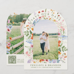 Wildflower Spring Meadow Garden QR code Photo Save The Date
