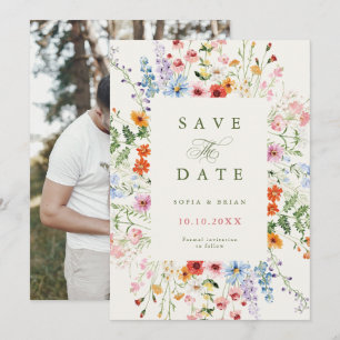 Wildflower Spring Meadow Garden Rustic boho Photo Save The Date