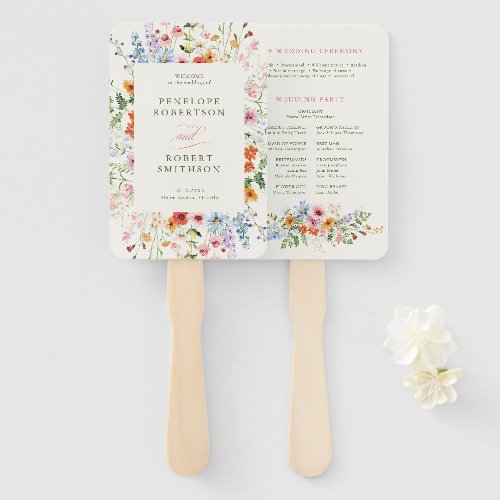 Wildflower Spring Meadow Garden Rustic Wedding Hand Fan
