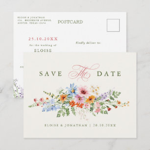 Wildflower Spring Meadow Garden Save the Date Postcard