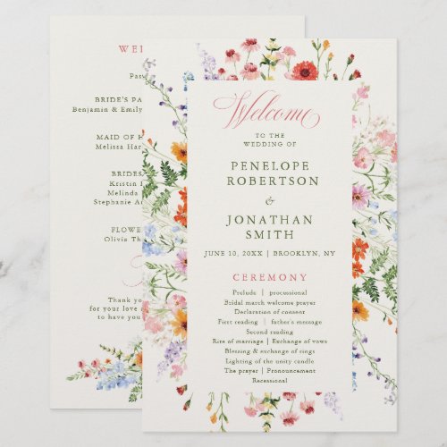 Wildflower Spring Meadow Garden Wedding Program