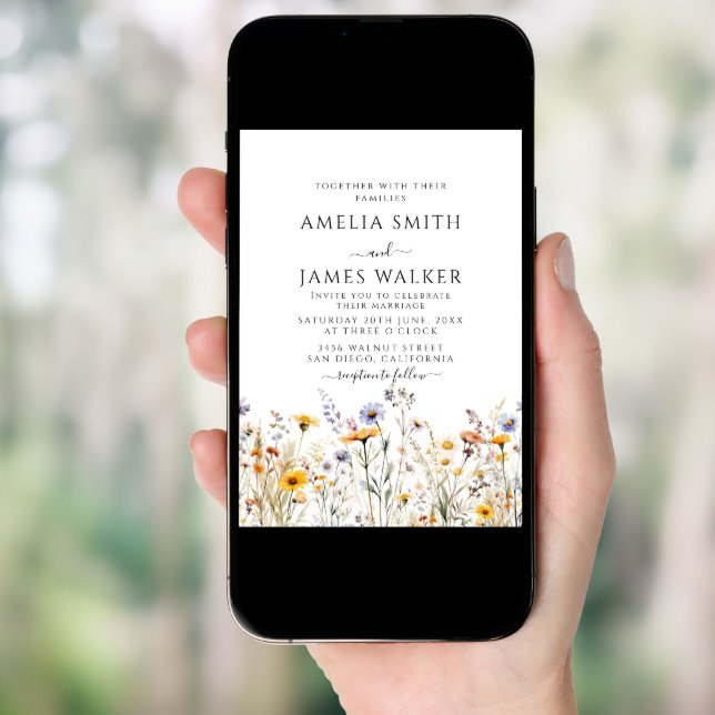 Wildflower Spring Photo Wedding  Invitation (Front Digital)